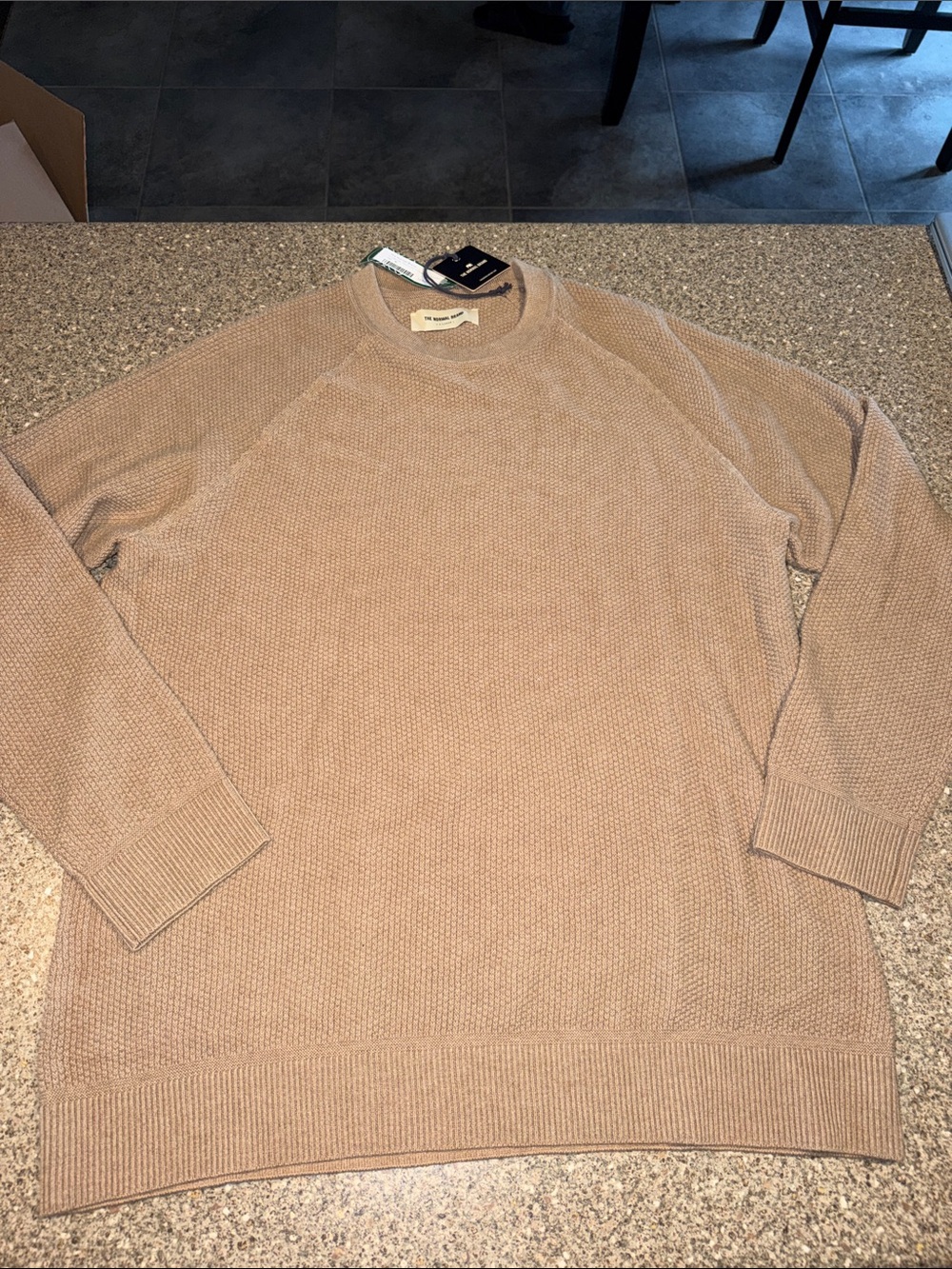 The Normal Brand Men's Crewneck Waffle Knit Sweater - Beige Tan